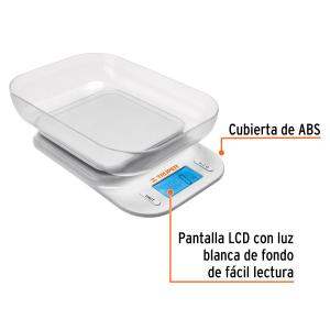 BALANZA DIGITAL TRUPER PARA COCINA CON BANDEJA BASE-05T