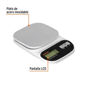 BALANZA DIGITAL TRUPER PARA COCINA PLATO INOXIDABLE GABE-5EA