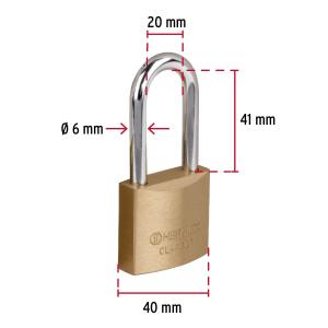 CANDADO DE BRONCE HERMEX BASIC ARO LARGO 40 MM.