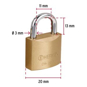 CANDADO DE HIERRO BRONCEADO HERMEX BASIC 20 MM. - CH-20P