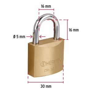 CANDADO DE HIERRO BRONCEADO HERMEX BASIC 30 MM. - CH-30P