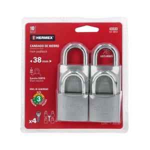 CANDADO DE HIERRO TAMBOR BRONCE HERMEX 38 MM. CH-38 X 4 UN.