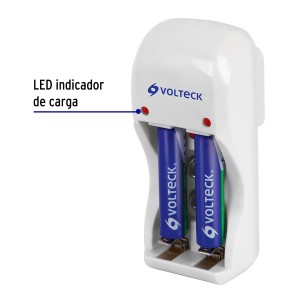 CARGADOR DE PILAS VOLTECK AA/AAA Y 9 V. INCLUYE 2 PILAS AAA