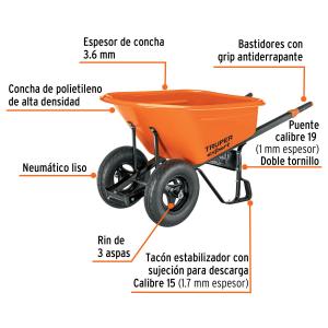 CARRETILLA TRUPER EXPERT PLASTICA DOBLE RUEDA 120 LT. TP-7X