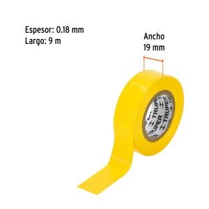 CINTA AISLADORA TRUPER TUBO DE 8 UN. 19 MM. X 9 MT. AMARILLA