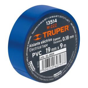 CINTA AISLADORA TRUPER TUBO DE 8 UN. 19 MM. X 9 MT. AZUL