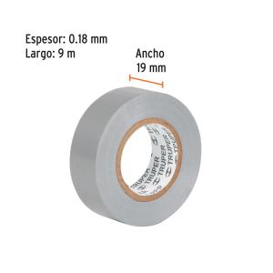 CINTA AISLADORA TRUPER TUBO DE 8 UN. 19 MM. X 9 MT. GRIS
