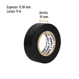 CINTA AISLADORA TRUPER TUBO DE 8 UN. 19 MM. X 9 MT. NEGRA