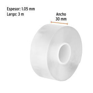 CINTA DOBLE FAZ TRUPER TRANSPARENTE 30 MM. X 3 MT.