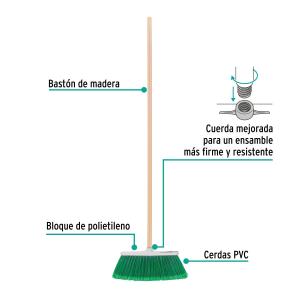 ESCOBA KLINTEK CON CABO MADERA 30 X 16.5 CM. ES-220C