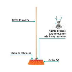 ESCOBA KLINTEK EXTRA SUAVE CON CABO MADERA 28 X 11 CM.