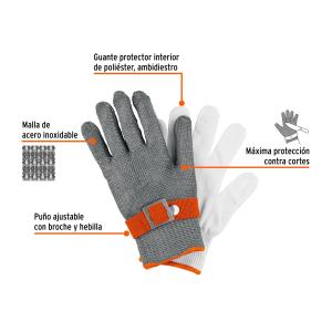 GUANTE TRUPER DE ACERO INOXIDABLE ANTICORTE TALLE CH GU-921