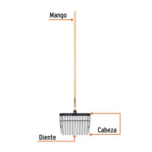 HORQUILLA TRUPER PARA ESTIERCOL PLASTICA CON CABO 16 DIENTES