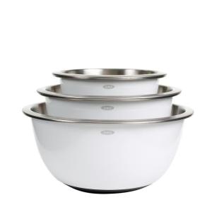 JUEGO DE BOWLS OXO 3 UN. ACERO INOX. BLANCO BASE DE GOMA