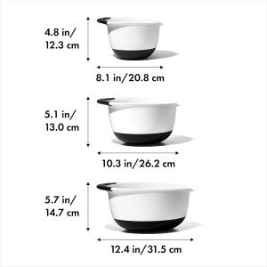 JUEGO DE BOWLS OXO 3 UN. PLASTICO BLANCO BASE DE GOMA C/PICO