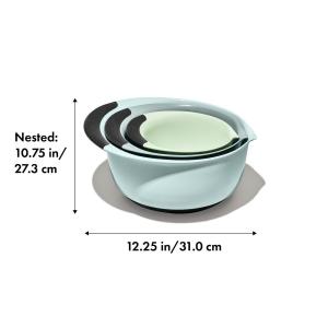 JUEGO DE BOWLS OXO 3 UN. PLASTICO TURQUESA BASE DE GOMA