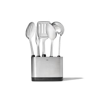 JUEGO DE UTENSILIOS OXO 6 PZ. CON SOPORT ACERO INOXIDABLE