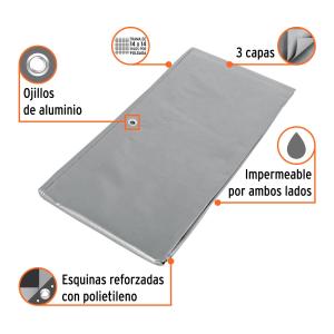 LONA TRUPER DE POLIETILENO GRIS 2 X 3 MT. (180 GR/MT2)