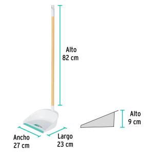 PALA DE BASURA KLINTEK PLASTICA BLANCA CON CABO 75 CM.