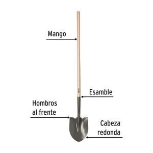 PALA PRETUL CORAZON DE ACERO CON CABO LARGO MADERA
