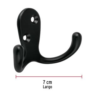 PERCHA HERMEX DOBLE HORIZONTAL ZAMAC NEGRO MATE PEPU-26