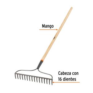 RASTRILLO TRUPER CON ARCO CABO DE MADERA 16 DIENTES