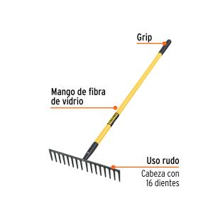 RASTRILLO TRUPER CON CABO DE FIBRA DE VIDRIO 16 DIENTES