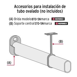 SOPORTE BARROTE HERMEX OVAL NIQUELADO LATERAL